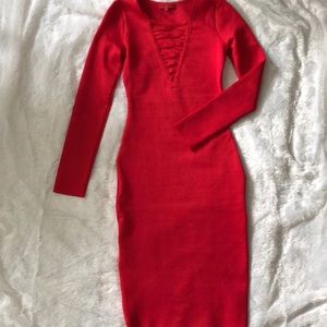 Red bodycon dress